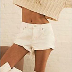 Free People Good Times Relaxed Denim Shorts, white Lite, Sz 27